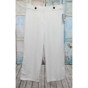 Alfani Women's size 16 White Wide Leg Linen Blend Dress Pants size 16 New!